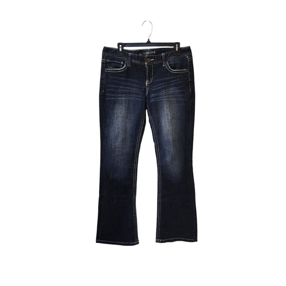 Maurices Bootcut Flare Jeans Dark Wash Size 7/8 Low Rise y2k (bigger fit)